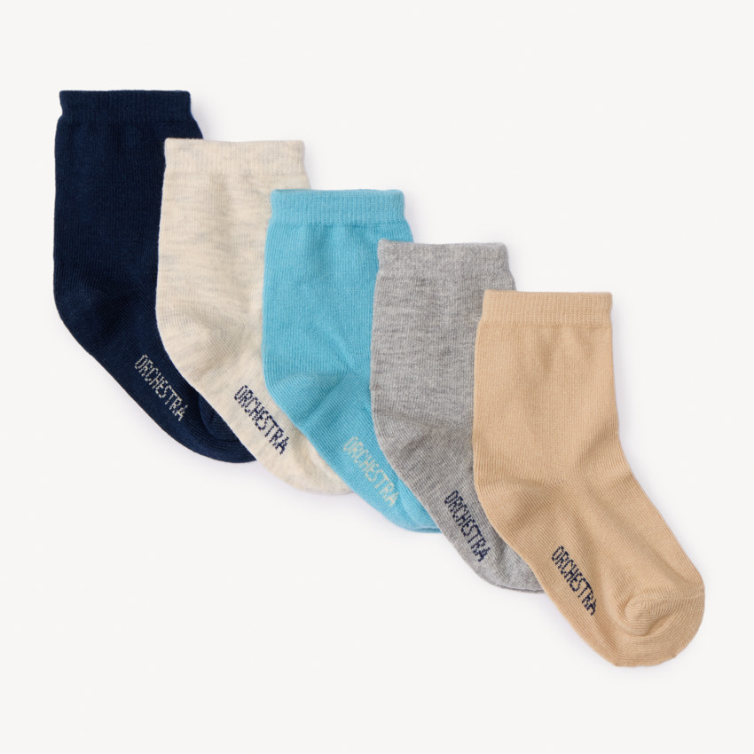 Lot de 5 paires de chaussettes normales unis pour bébé garçon 