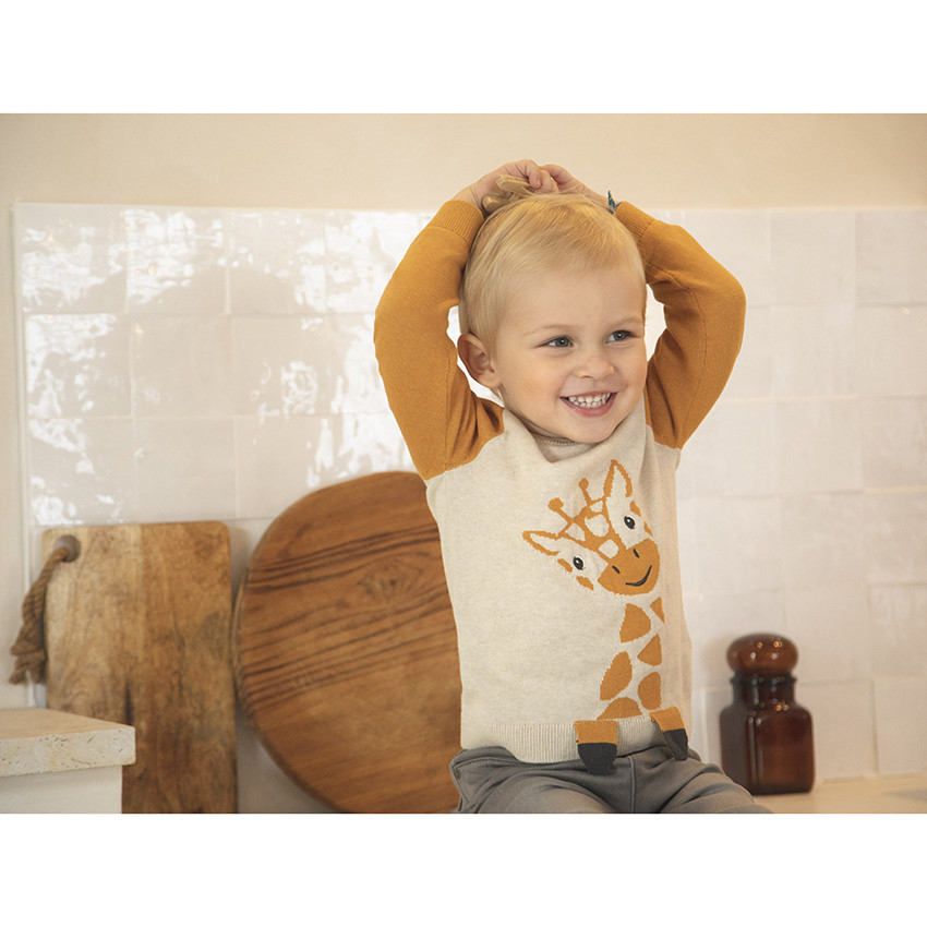 Pull en tricot motif girafe pour bébé garçon 