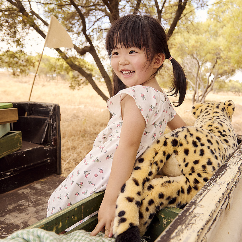 Robe manches courtes imprimé pêches pour bébé fille 