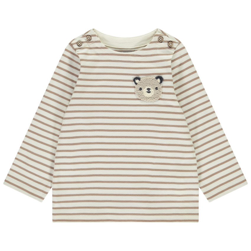 Marinière à patch ourson en bouclettes pour bébé