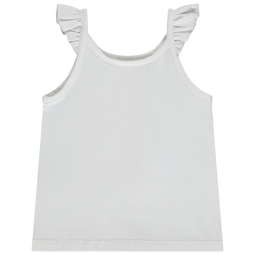 Débardeur à bretelles volantées + print fantaisie pour bébé fille 