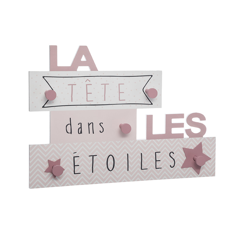 Patère murale La Tête dans les Etoiles - Rose  