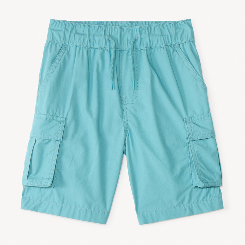 Bermuda cargo uni en popeline pour garçon