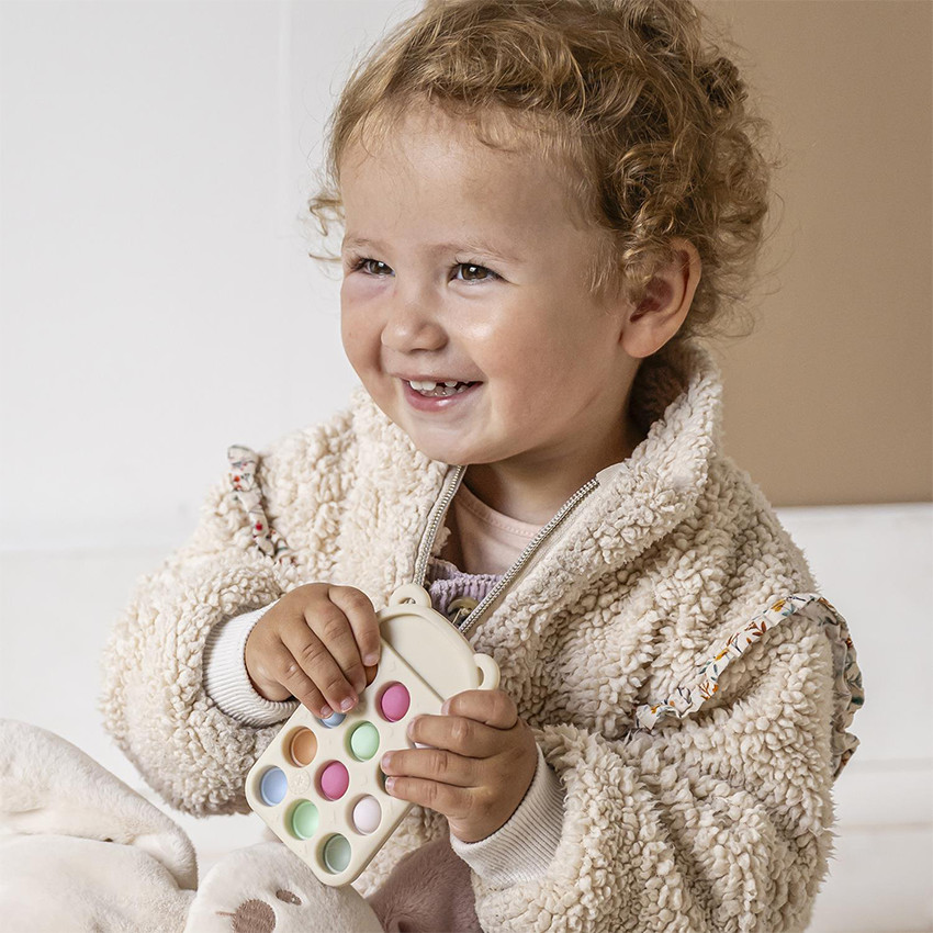 Anneau de dentition - Pop It télécommande - Silicone - Blanc 