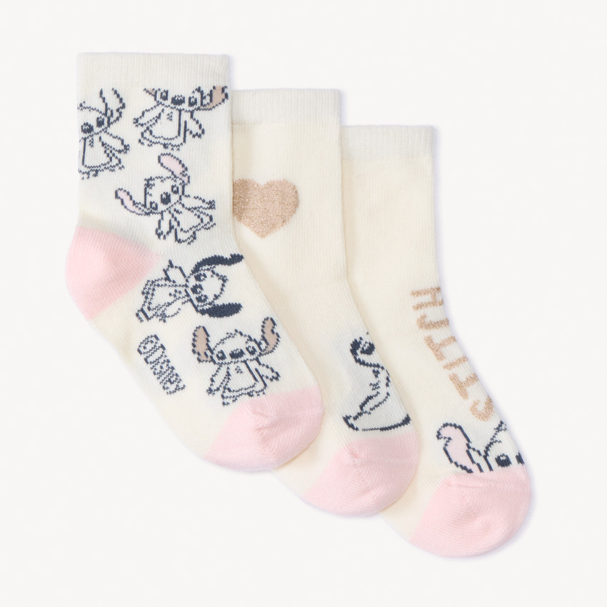Lot de 3 paires de chaussettes Stitch Disney pour bébé fille