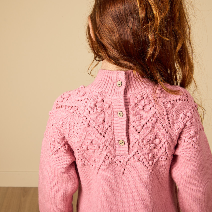 Robe manches longues en tricot uni pour bébé fille 