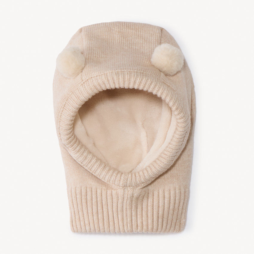 Cagoule à pompons doublée sherpa pour bébé fille