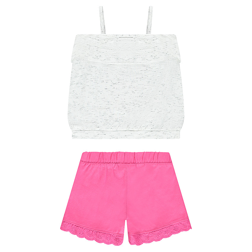 Ensemble avec débardeur print Smiley et short avec dentelle 