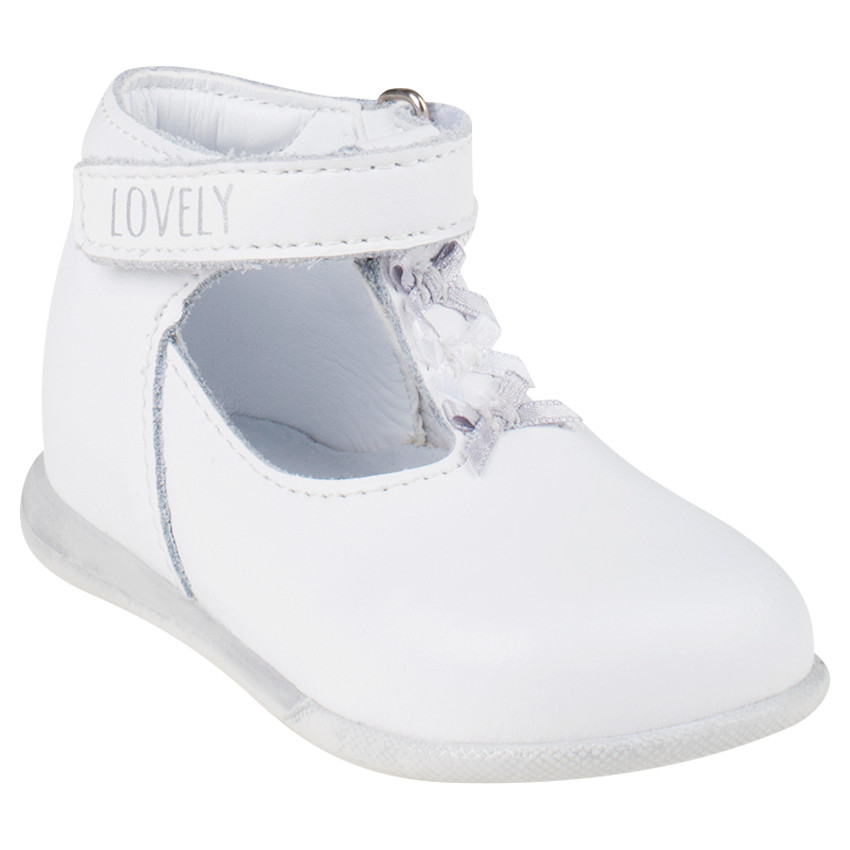 Salomés blanches en cuir avec noeuds fantaisie 