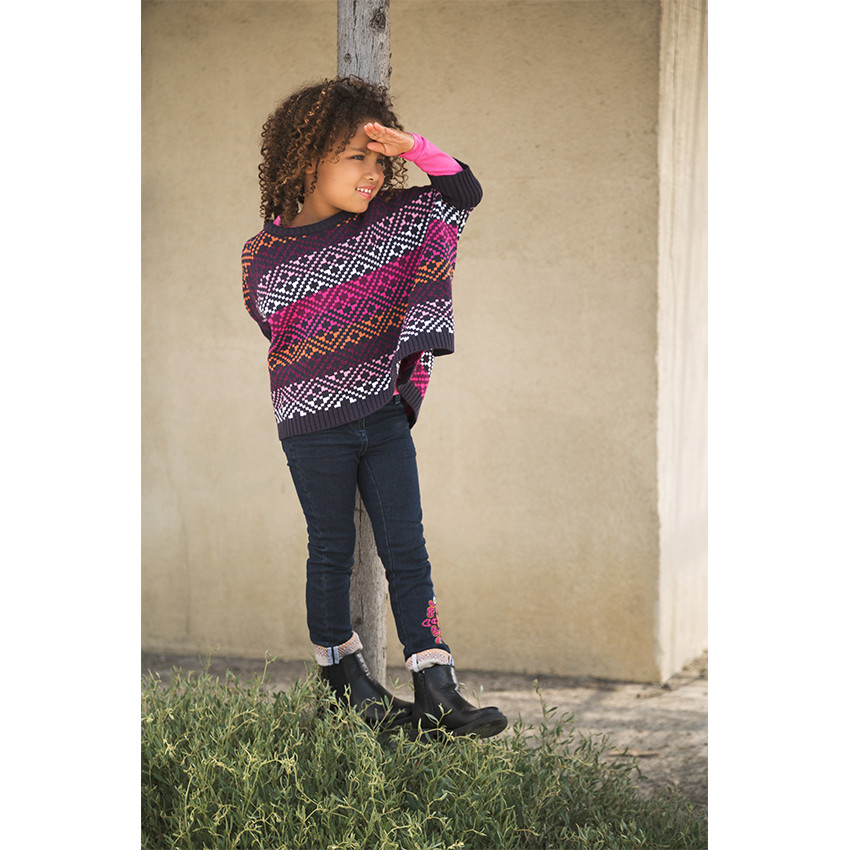Pull poncho asymétrique en jacquard 