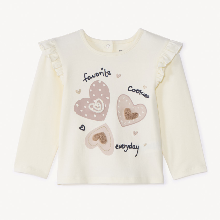 T-shirt manches longues à cœurs pour bébé fille 