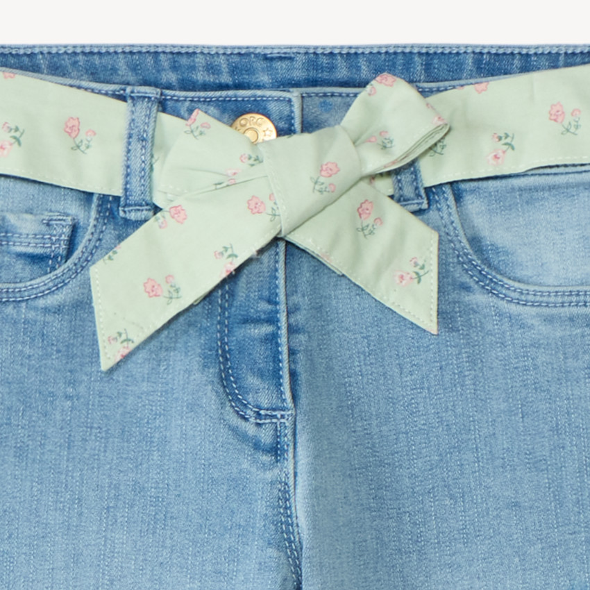 Jean slim fille avec ceinture en tissu 