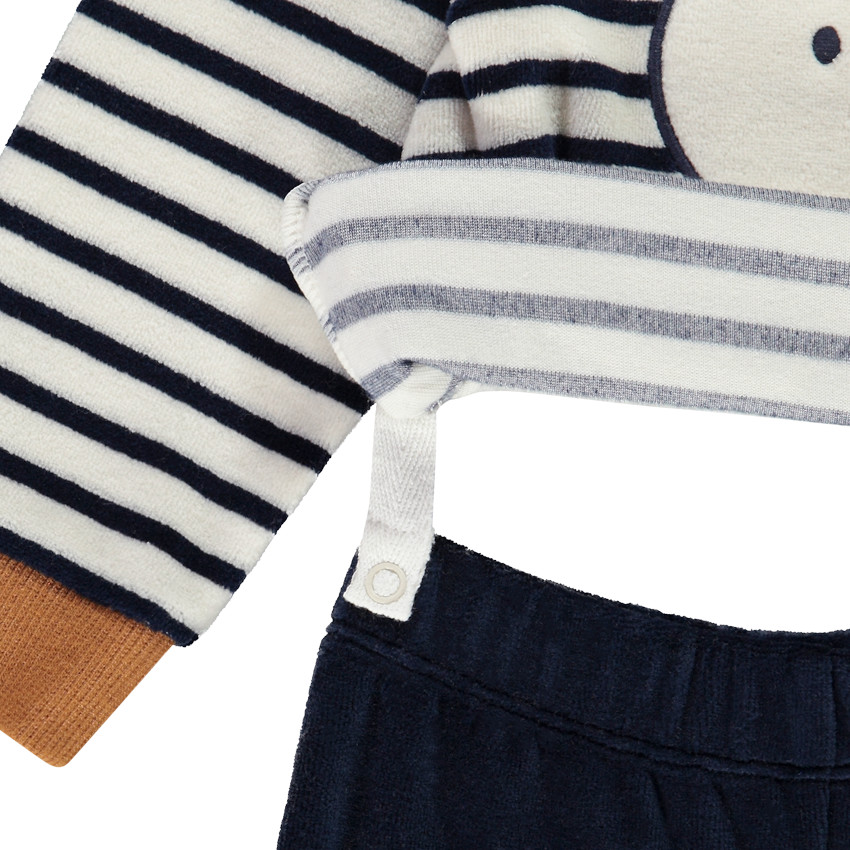 Pyjama 2 pièces en velours patch brodé ours pour bébé garçon 
