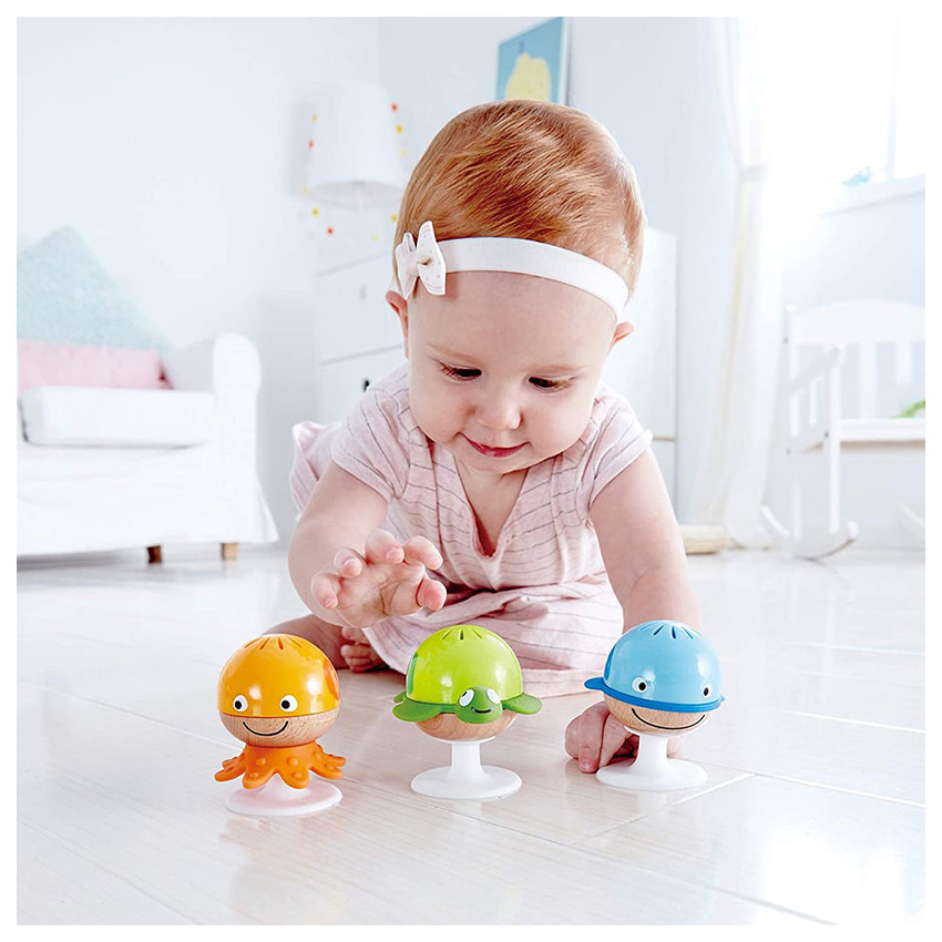 3 Hochets animaux marins avec ventouse 