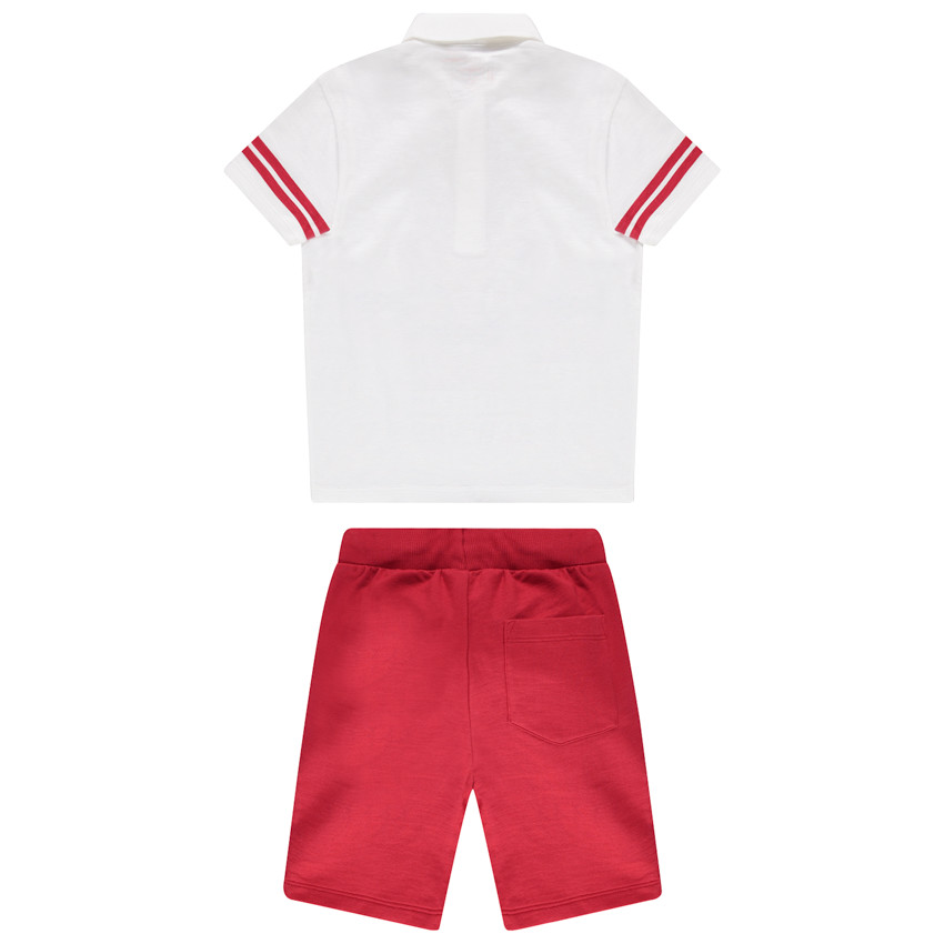 Ensemble avec polo print Spiderman et bermuda rouge 