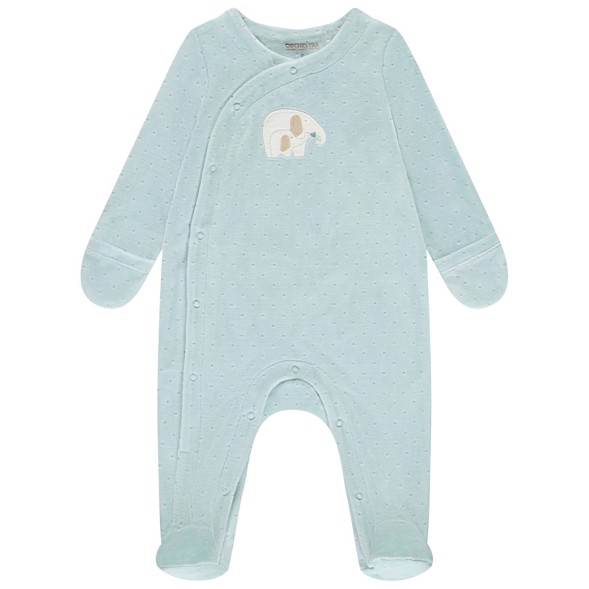 Dors-bien en velours dévoré patch éléphants pour bébé garçon 