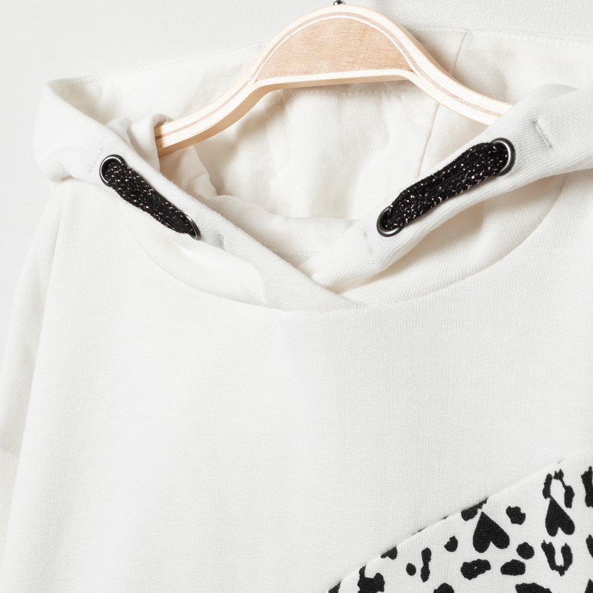 Robe manches longues à capuche motif léopard pour fille 