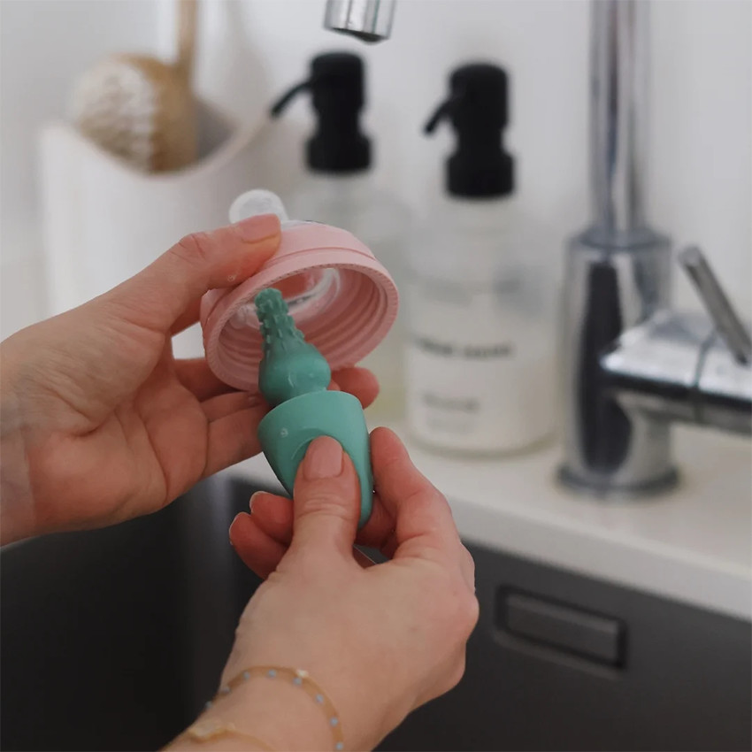 Goupillon 2 en 1 à poils souples vert sauge 