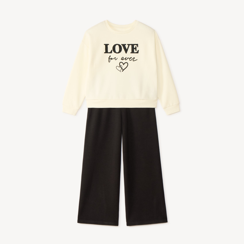 Ensemble de jogging sweat + pantalon évasé pour fille