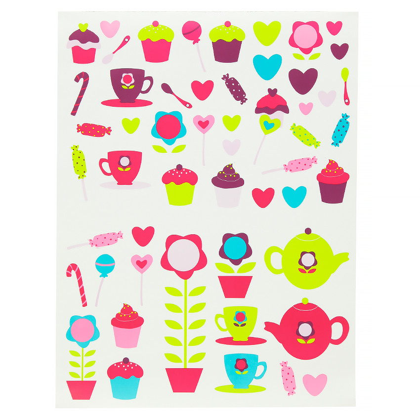 Stickers thé et cupcakes en vinyle autocollant 