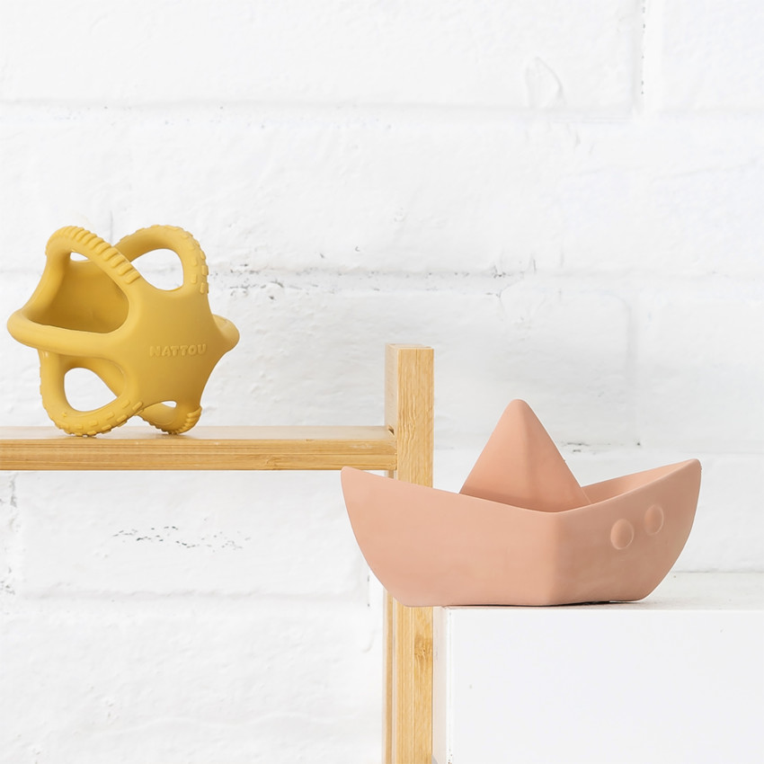 Jouet de bain bateau en caoutchouc Abricot 