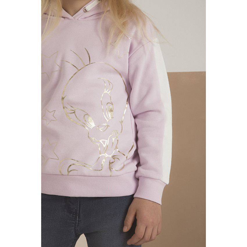 Sweat long en molleton à capuche Titi pour enfant fille 