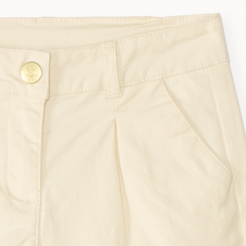 Short en twill uni effet pince pour fille 