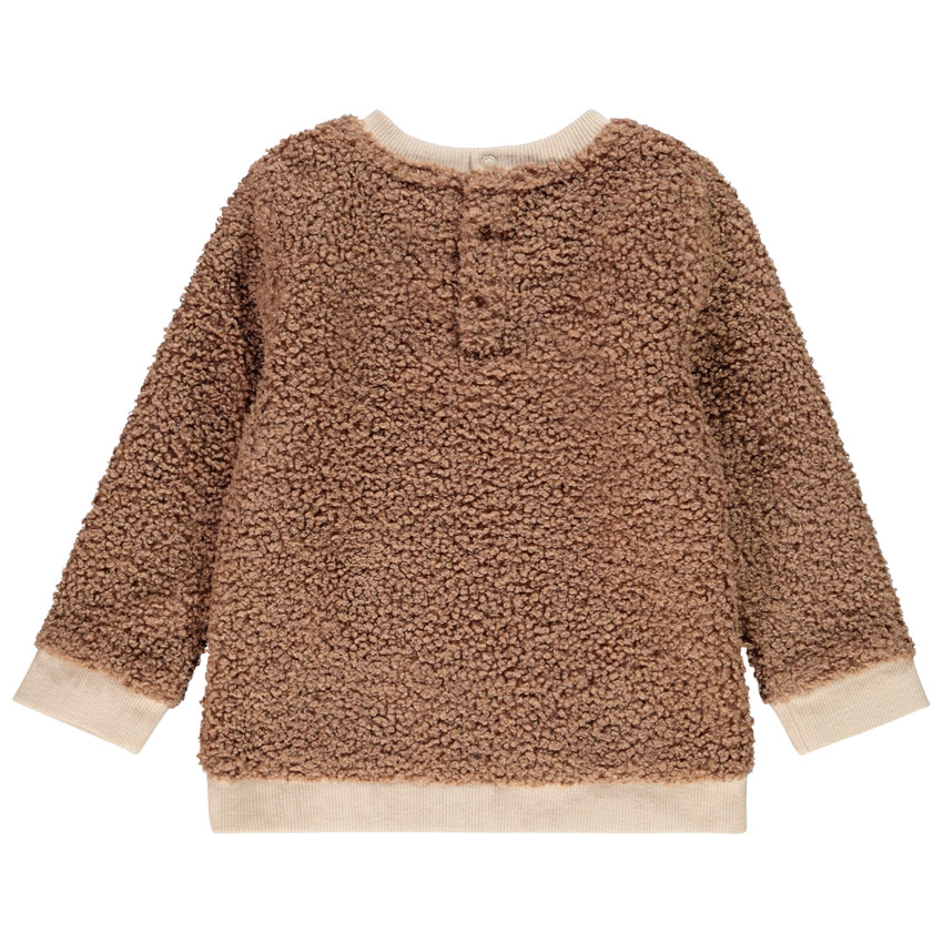 Sweat en bouclette patch renard en velours pour bébé garçon 