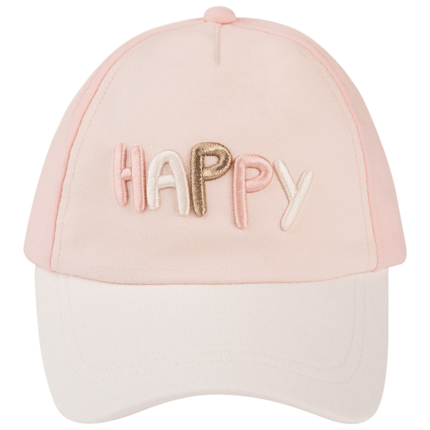 Casquette molleton à broderie 3D "Happy" pour bébé fille 