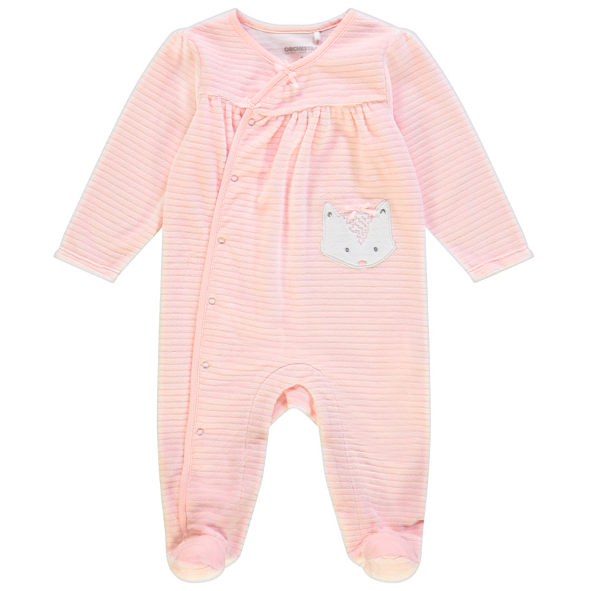 Dors-bien en velours rose pour bébé fille 