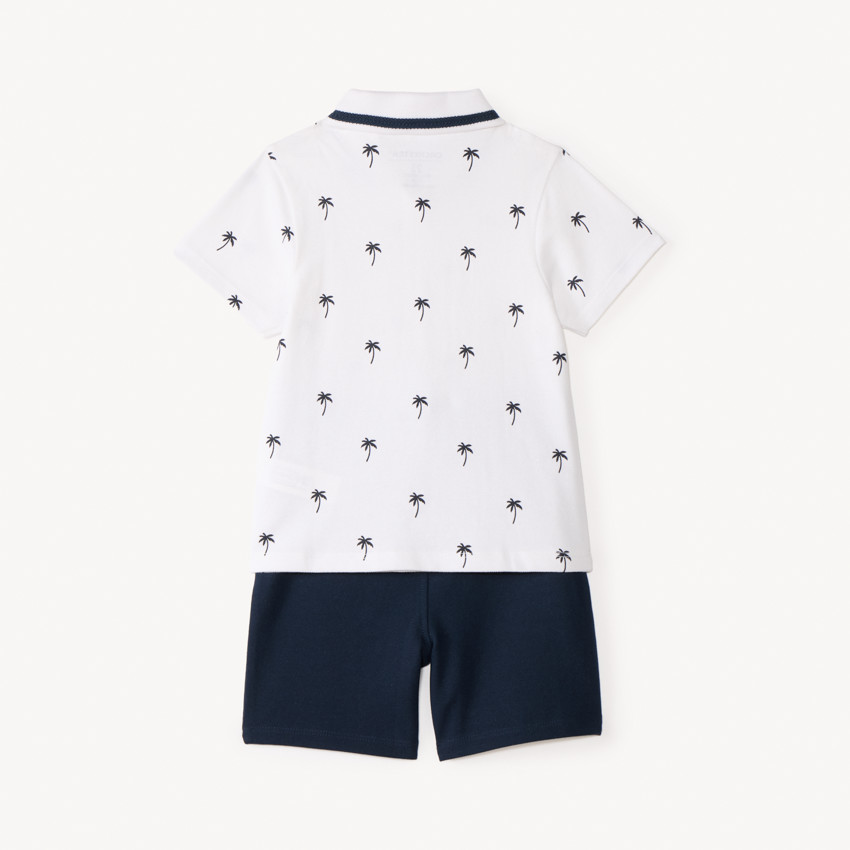 Ensemble 2 pièces polo manches courtes + short imprimé palmiers pour bébé garçon 