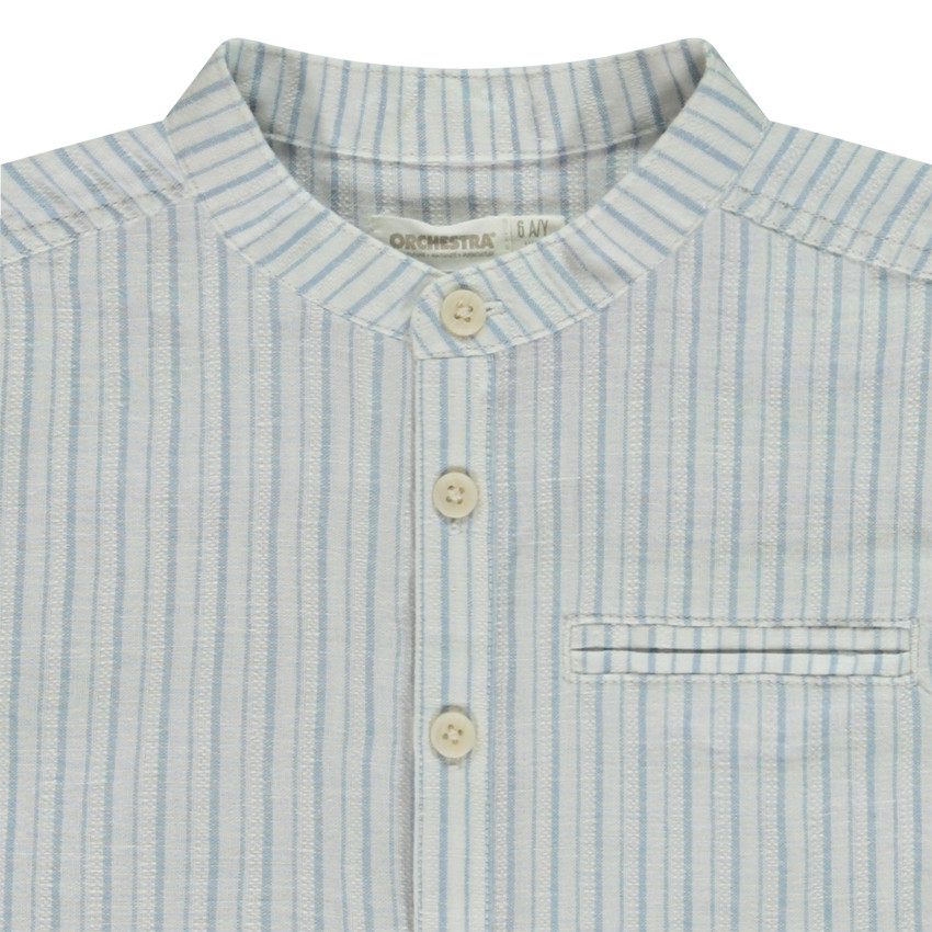 Chemise manches courtes rayée à col mao pour garçon 