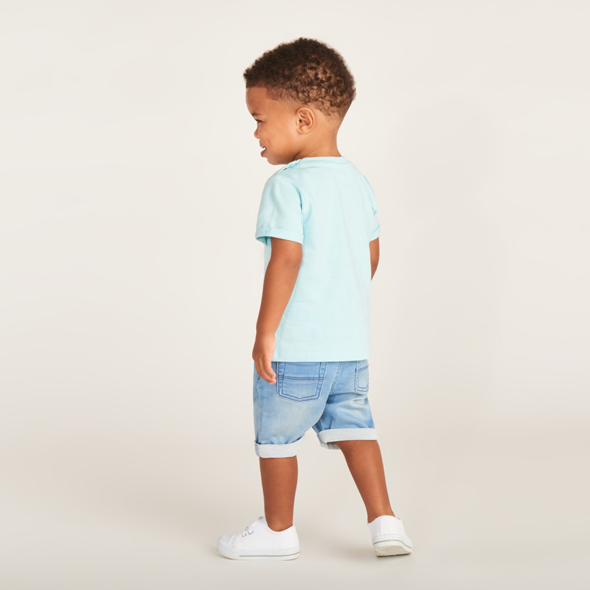 T-shirt manches courtes uni en jersey effet pop-corn pour bébé garçon 