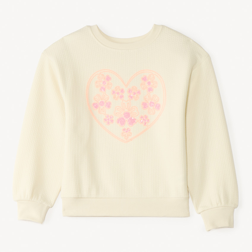 Sweat oversize en maille texturée avec broderie et sequins pour fille