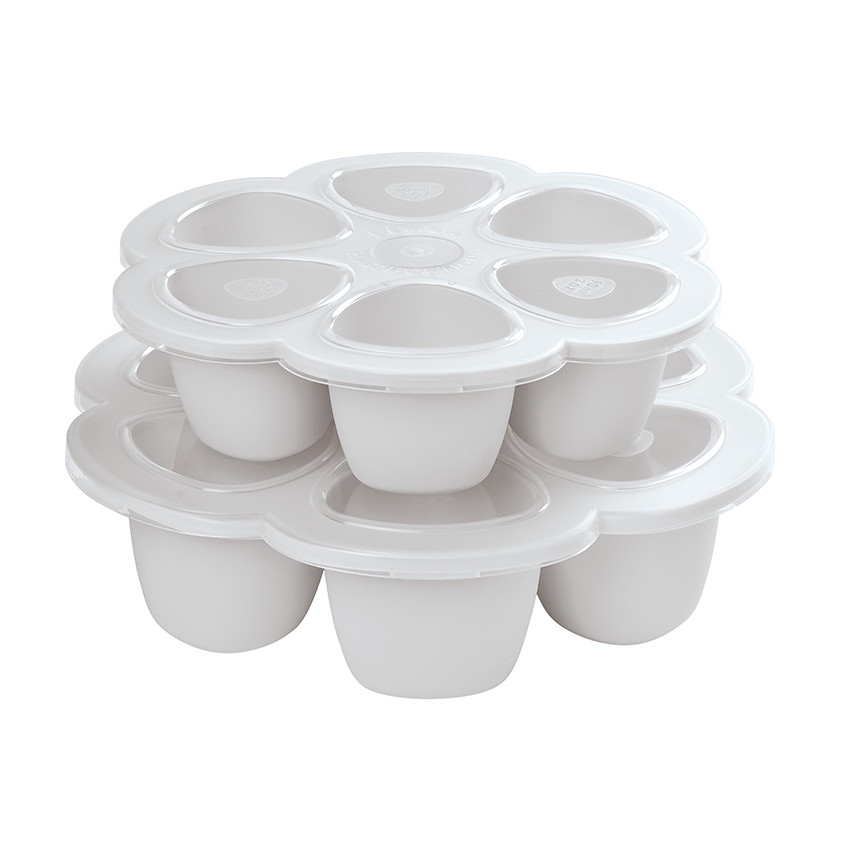 Pots de conservation multi-portions silicone 6x150 ml Gris Brume - Gris (Béaba) - Image 1