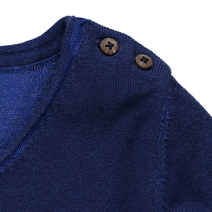 Pull en tricot avec col V et motif moto 