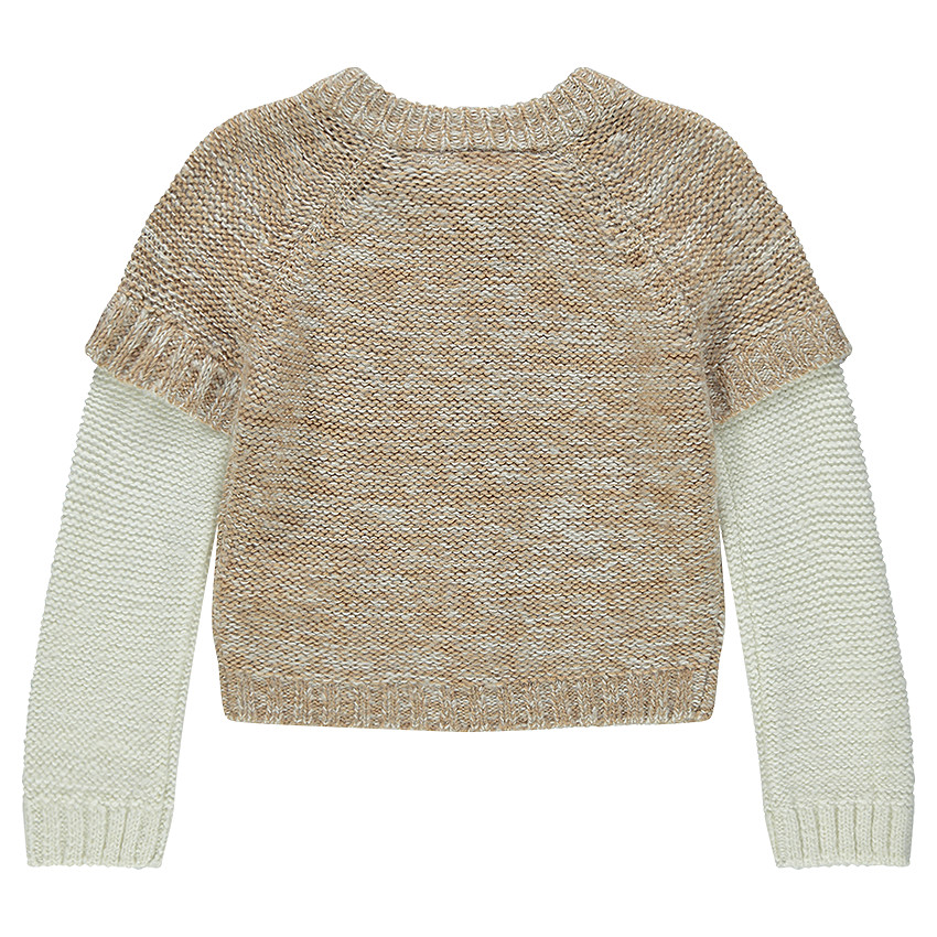 Gilet en tricot chiné effet double manche 