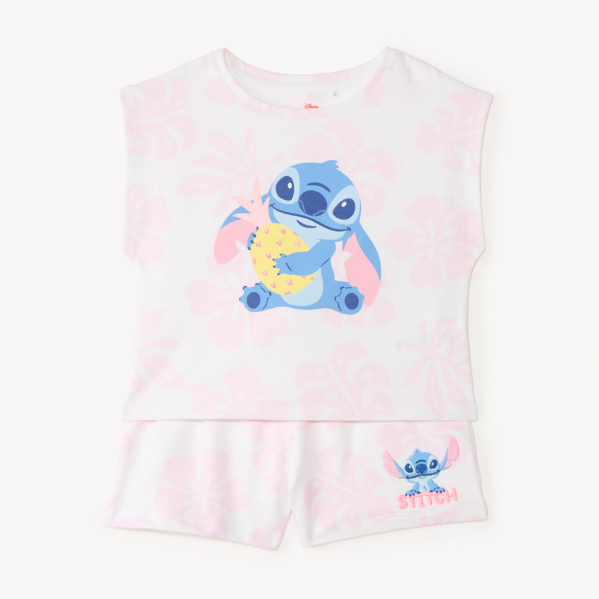 Ensemble 2 pièces t-shirt + short Stitch Disney pour fille