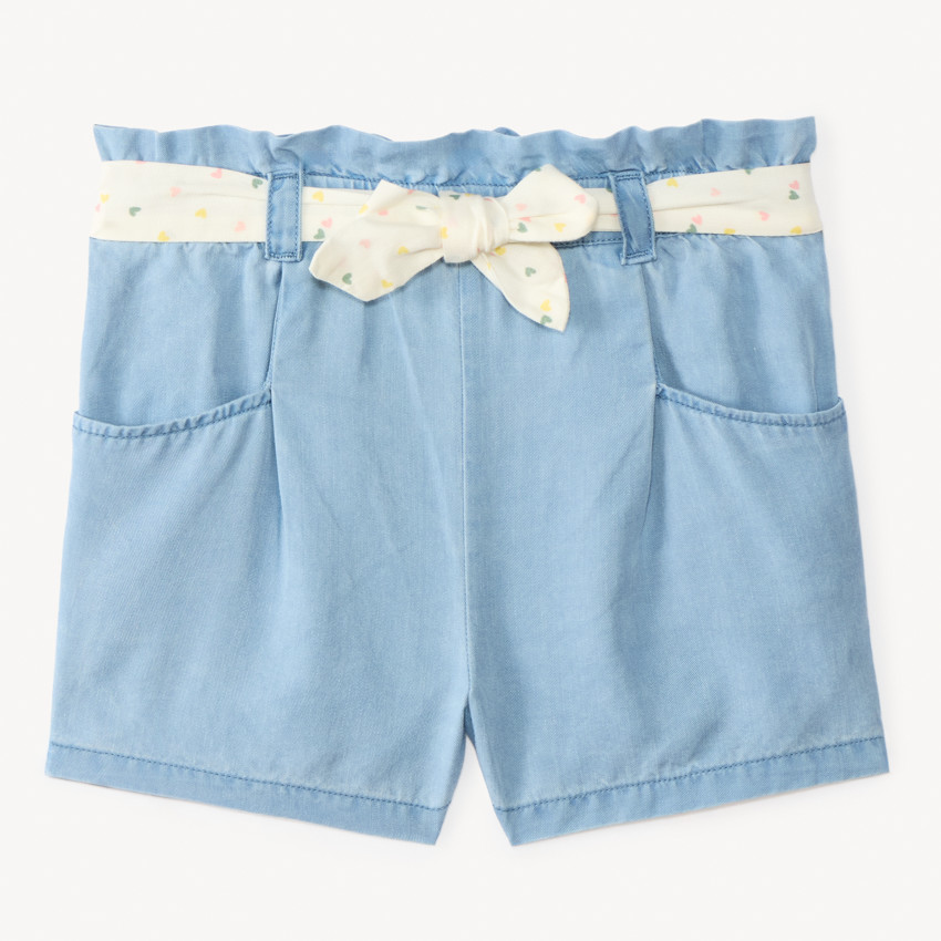 Short avec ceinture à nouer imprimé cœurs pour bébé fille