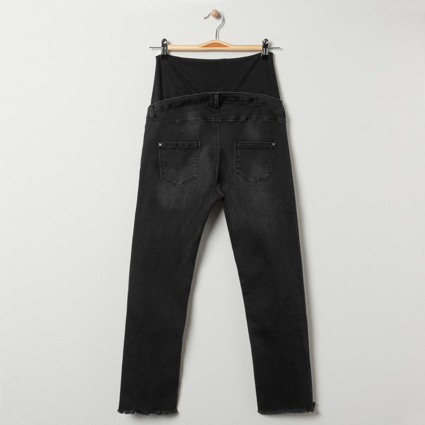 Jean de grossesse effet used à bandeau haut  