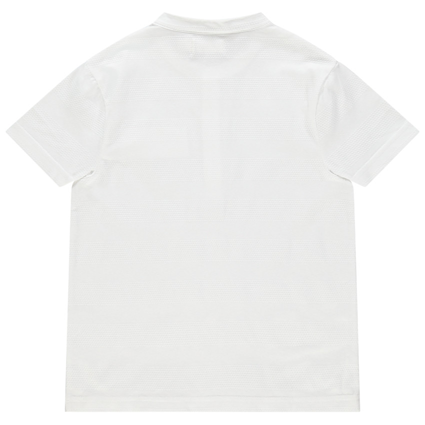 T-shirt manches courtes à col mao et maille fantaisie 