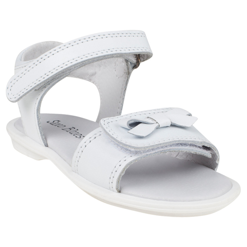 Nu-pieds blancs en cuir à double scratch et noeud du 28 au 35 