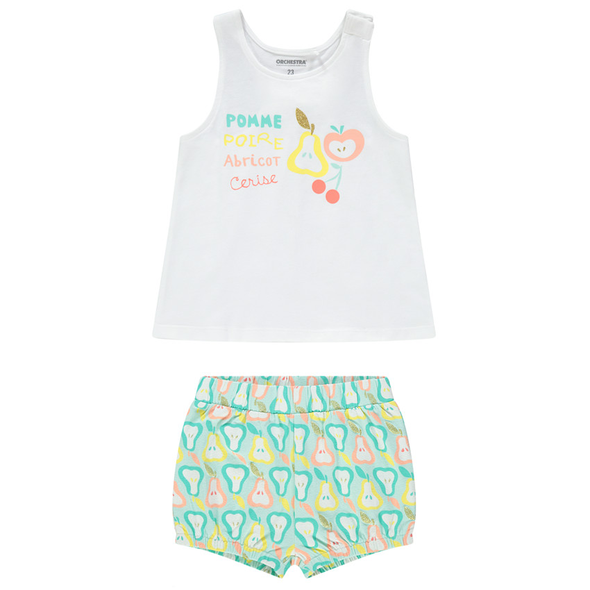 Ensemble avec débardeur print fruits et short imprimé poires 