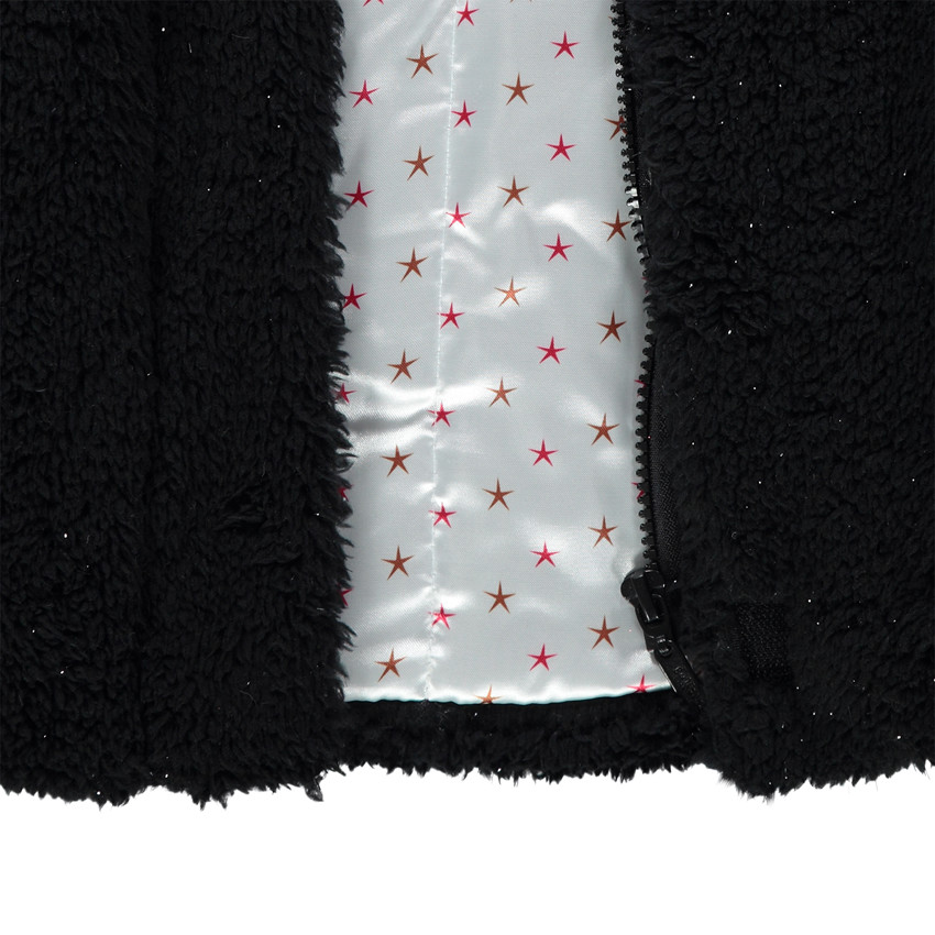 Manteau à capuche en fausse fourrure effet pailleté 