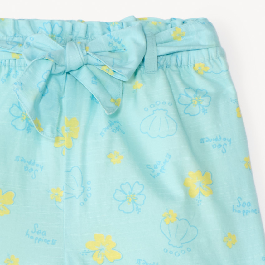 Pantacourt fluide imprimé fantaisie coquillages pour fille 