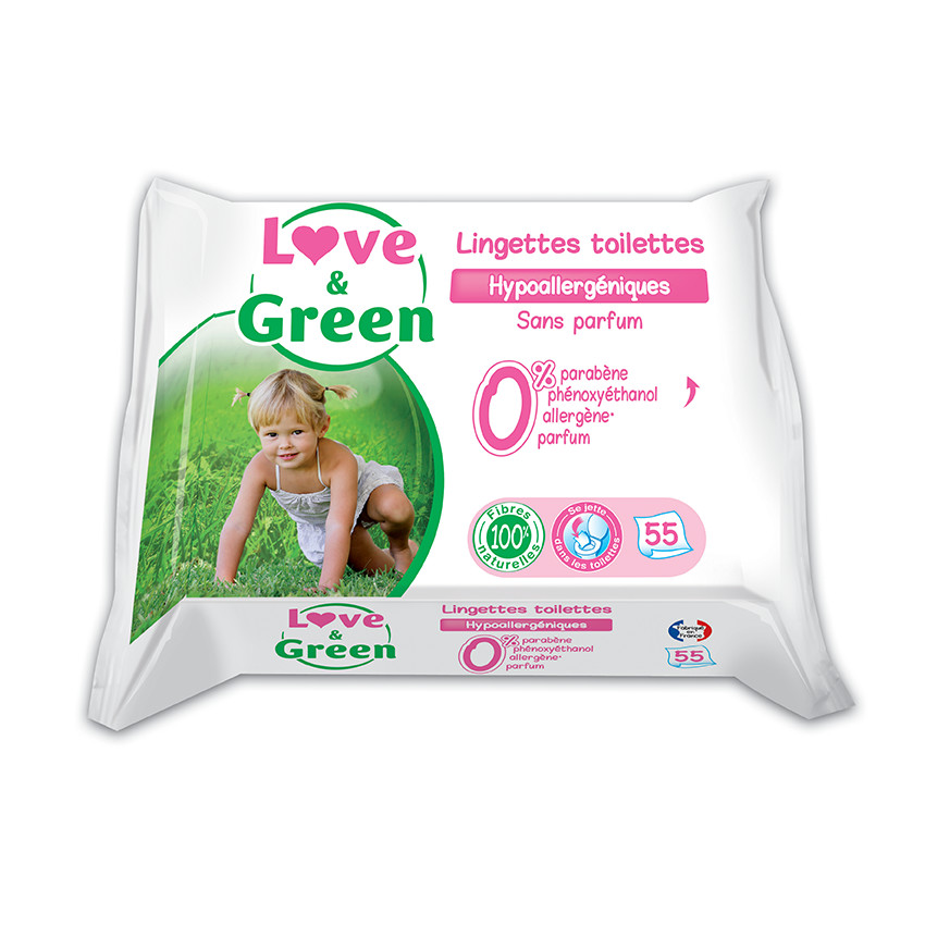 Lingettes Toilettes Hypoallergéniques x55 sans parfum 