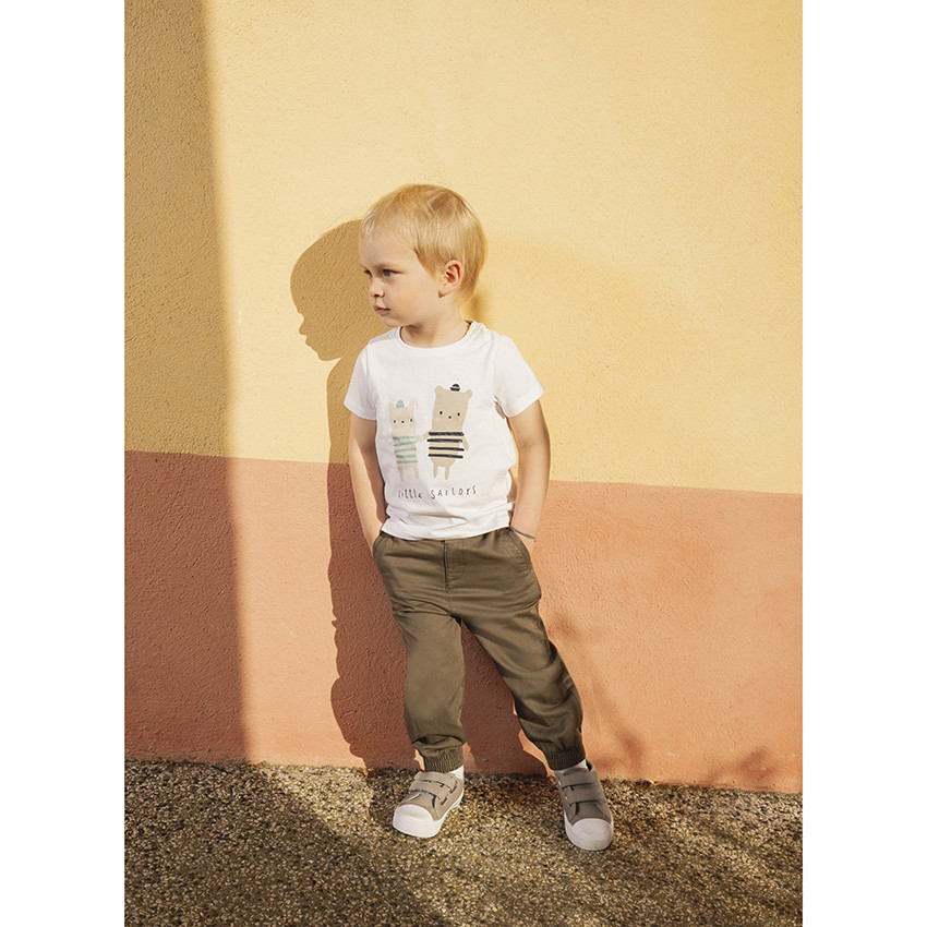 Pantalon battle uni en toile taille élastiquée pour bébé garçon 