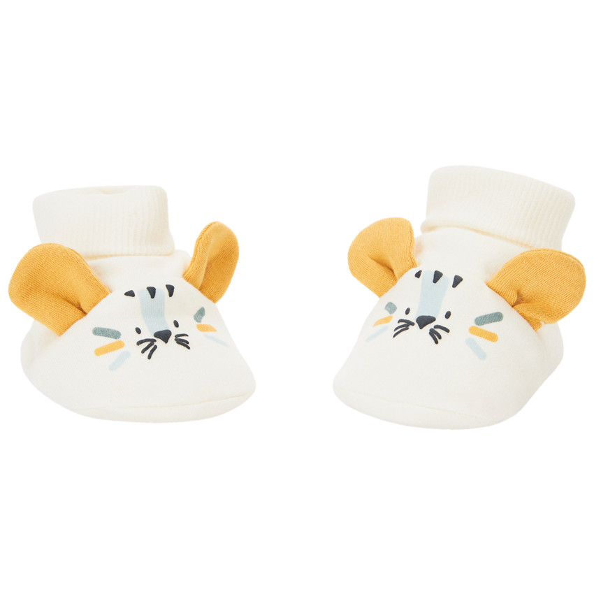 Chaussons lionceau en interlock pour bébé 