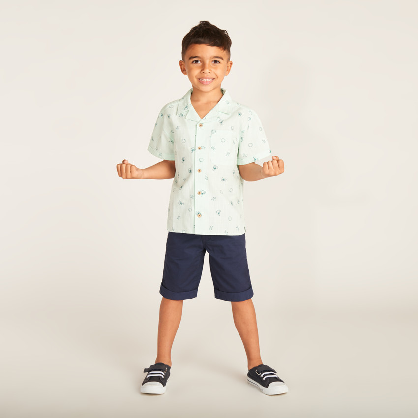 Chemise manches courtes imprimé noix de coco pour garçon 