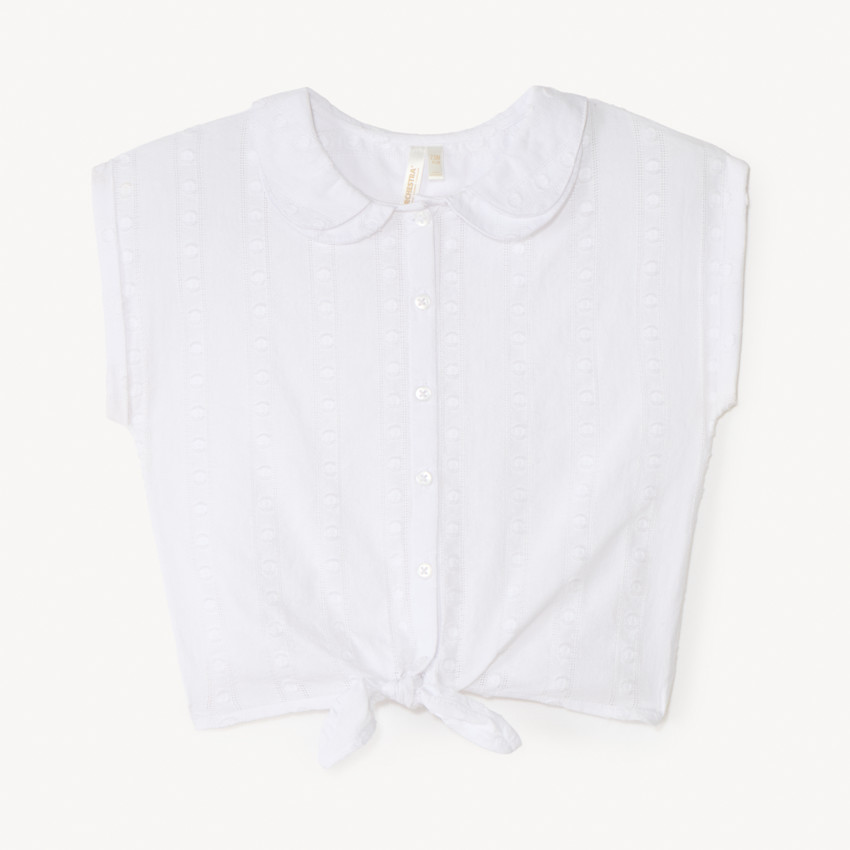 Chemise col claudine nouée à la taille pour bébé fille 